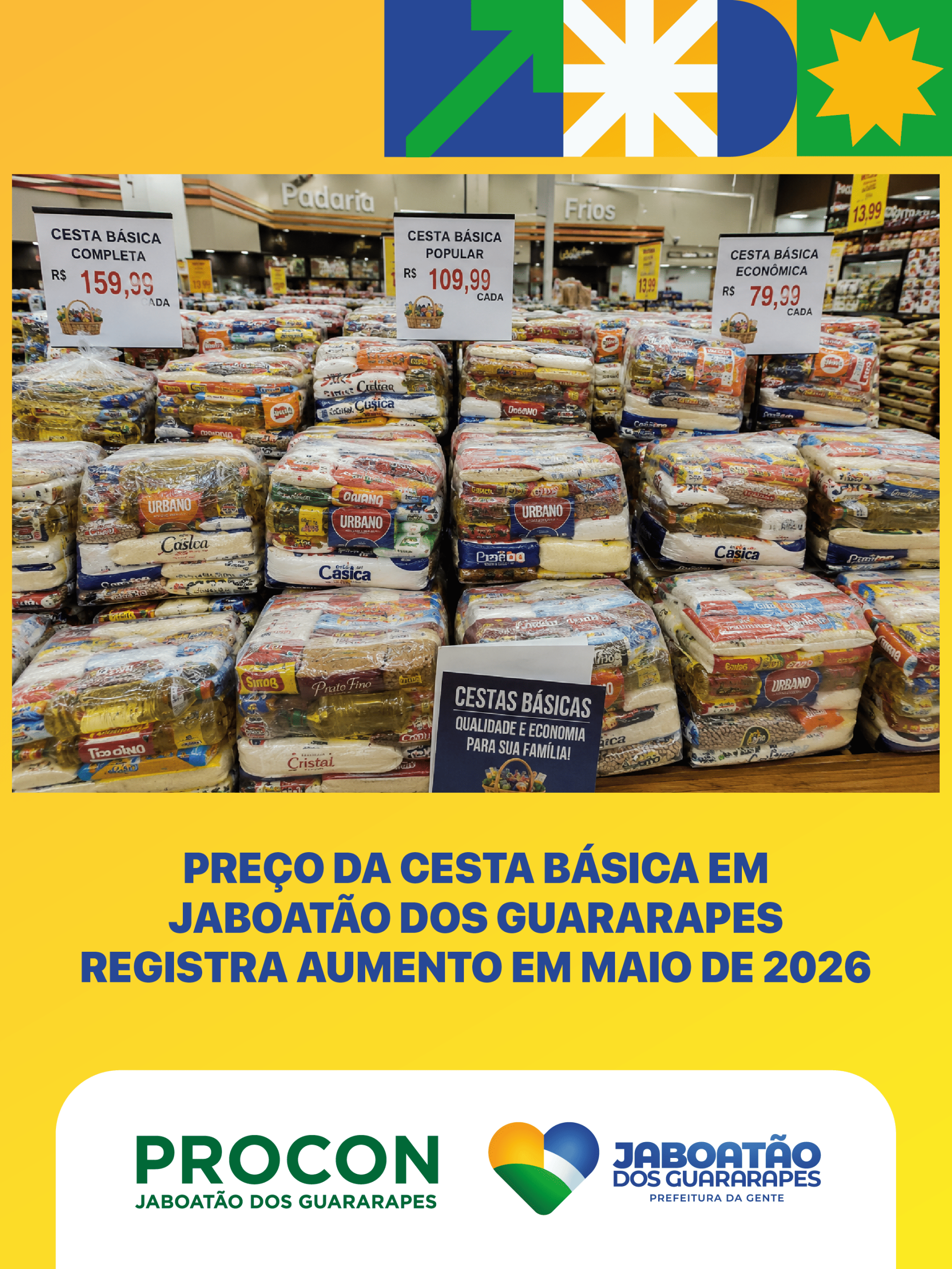 Leia mais sobre o artigo Preço da cesta básica em Jaboatão dos Guararapes registra aumento de 7,4% em maio